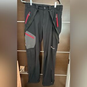 Men's Black and Gray Cargo Pants with Red Accents